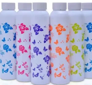 Multicolour Flower White Fridge Bottle 1